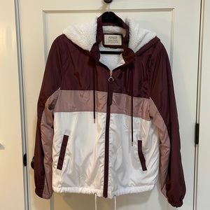 Fall Block Color Full Zip Hooded Nylon Jacket